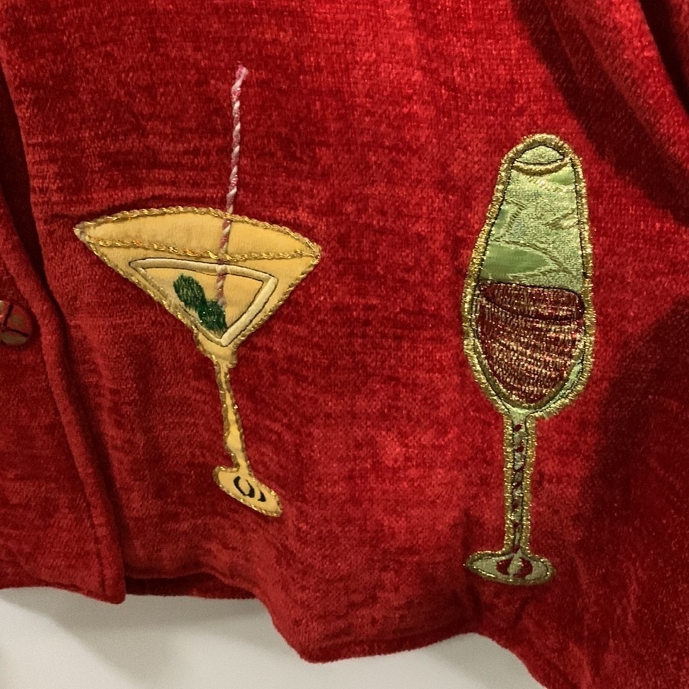 Daniel K New York lined embellished red jacket wine theme good condition Sz Lg - Picture 3 of 11